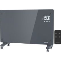 Auronic Electric Heater - Convector Heater with Thermostat and Remote Control - Glass Panel Heater - 2000W Heater - Grey