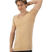 Anti Sweat Shirt - Fibershirts® - Coussinets d'aisselles cousus - Maillot de corps - beige - Col en V - Hommes - Taille L