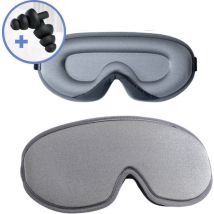 Hilvard - Masque de sommeil - Masque oculaire - Bouchons d'oreilles inclus - 100% occultant - Ajustable - Ergonomique - Gris