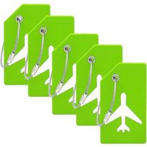 EverNeeds Etiquette de bagage - Silicone - Etiquette de bagage pour valises - Etiquettes de bagage - Vert - 5 pièces