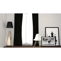 Larson - Rideau occultant tissé de luxe - Anneaux - Noir - 150 x 250 cm - occultant & prêt-à-porter