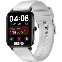 BREND Smartwatch pour femmes et hommes - podomètre, tensiomètre et cardiofréquencemètre - montre de sport - étanche - blanc