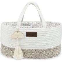 Yunioo Sac à couches et panier à marchandises │ Panier à couches pour accessoires de chambre de bébé │ Organisateur de couches │ Panier de rangement de chambre de bébé │ Cadeau de maternité douche de bébé │Corbeille à jouets │ Blanc-Beige