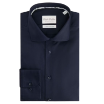 Boston Brothers Business Shirt LS - Homme | Slim Fit, col semi-évasé | 100% coton-twill, non repassable | Navy 40 BBO35S110
