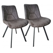 Furniture31 Luna Chairs Set of 2 - Grey - 85 x 55 x 45 cm - Microfibre - Capacité de 125 kg