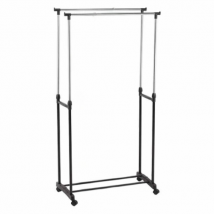 Porte-vêtements pour Maison - Double -Réglable en hauteur - 90/160 cm - Acier - Noir