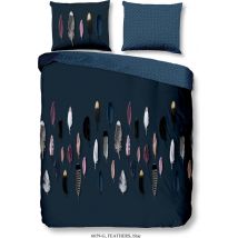 Good Morning Enveloppe de couette "plumes" - Bleu - (200x200 cm) - Coton