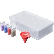 Rubye® Boîte de rangement pour peinture au diamant - Boîte de tri - Peinture au diamant adultes - Entonnoir - Autocollants - Boîte de rangement 64 boîtes