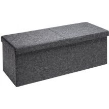 Canapé Casaria avec rangement - 115x40x40cm 131L aspect lin - Gris foncé