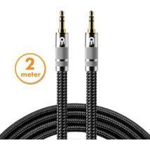 Premium AUX Cable 3.5 mm - Câble audio en nylon - plaqué or - mâle vers mâle - argent - 2 mètres