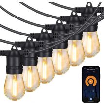 Gologi guirlande lumineuse extérieure et intérieure - Guirlande lumineuse 7.5M - Eclairage de jardin LED - Eclairage d'ambiance chaud 2700K - Eclairage intelligent - Connectable jusqu'à 2.5M