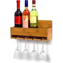 Porte-bouteilles mural - SoBuy - avec porte-verres - 17x37x115 cm