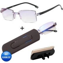 Lunettes d'ordinateur Shine Anti Blue Light 4.00 - Lunettes d'affichage multifocales - Lunettes de lecture pour femmes et hommes - Accessoires inclus
