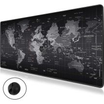 WURK Tapis de bureau professionnel - Carte du monde - Organiseur de bureau - Accessoires de bureau - Tapis de souris XXL - Antidérapant - Comprend un clip pour câble - 70x30