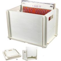Caisse de rangement pour disques vinyles lp - stocker les disques dans une caisse de rangement pour disques lp - bois - blanc