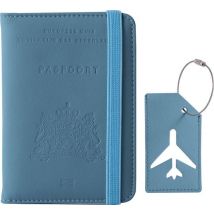 EverNeeds Étui pour passeport - Étui pour passeport - Étuis pour passeport - Cuir PU - Bleu