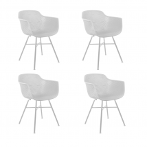 Kick Set de 4 chaises de jardin Indy White - Structure blanche - 54 x 58 x 83 cm