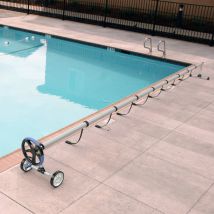 Coast Roll -Up System Enrouleur de piscine pour couvertures et bâches solaires Enrouleur avec sangles aluminium 5,5 m