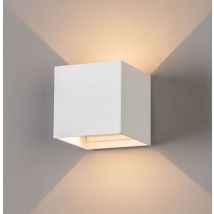 Lampe Goliving - Applique blanche intérieure et extérieure - Lampe cube industrielle - Eclairage LED étanche - Economique et inoxydable - 10 x 10 x 10 cm