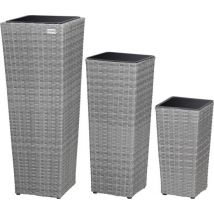 Casaria Pots de fleurs - 3 pièces - Polyrattan