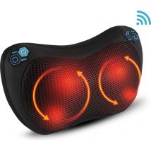Coussin de massage sans fil - Qumax - Rechargeable - Fonction chaleur - Coussin de massage shiatsu électrique - Noir