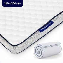 Soulsnooze® - DuoComfort Premium Topper 160x200 cm - Surmatelas - Design réglable - 3D Air Mesh - Matelas à mémoire de forme - 30 nuits de sommeil d'essai - Housse lavable - Antiallergique
