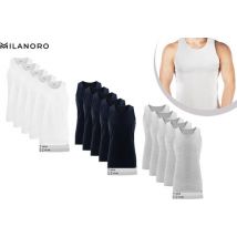Milanoro - Lot de 5 maillots de corps extra longs pour hommes - Blanc - S