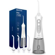 Bintoi® iSonic F500 - Fil dentaire - Douche buccale professionnelle - Fil dentaire pour appareil dentaire - Fil dentaire - 3 étapes et 4 accessoires - IPX7 Waterproof - Sac de voyage inclus Cadeau