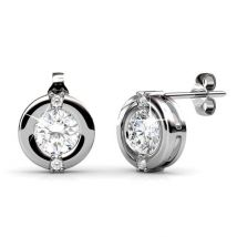 Yolora Boucles d'oreilles pour dames avec cristaux ronds Kalpa Camaka - couleur argent - plaqué or blanc 18K - Cadeau de fête des mères