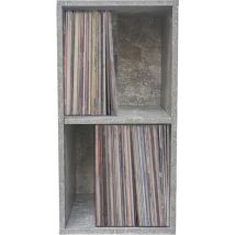 Meuble de rangement pour disques vinyles lp - rangement disques vinyles lp - bibliothèque - béton gris