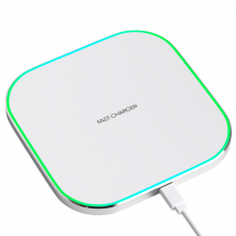 Strex Wireless Charger 15W - Câble inclus - QI Fast Charger - Chargeur sans fil - Chargeur rapide - Indication LED - Blanc