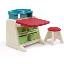 Step2 Flip & Doodle bureau chevalet avec chaise pour enfants - 2-en-1 bureau et chevalet pour enfants en plastique / plastique - Table de bricolage avec espace de rangement
