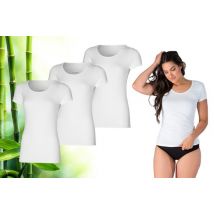 Bambou - T Shirt Ladies - Round Neck - 3 Pieces - White - XL - Bamboo Underhirt - Anti Sweat Shirt - Underhirt - Extra Long - Ladies Shirts Short Sleeve