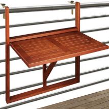 Casaria - Table suspendue de balcon - Table de jardin - Bois d'acacia - 65x45x87cm - certifié FSC - pliable