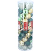 Cadeaux de Noël Set de boules de Noël or/vert - 50 pièces boules de Noël en plastique - Décorations de Noël