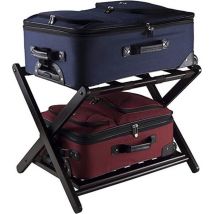 Support de valise, pliable, en bambou, porte-bagages avec 4 sangles robustes pour valises et sacs de voyage, chambre à coucher, chambre d'amis, hôtel, h x l x p : 68 x 40 x 58 cm, noir