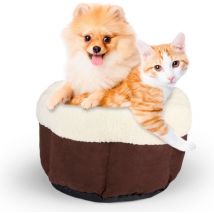 maxxpro Panier pour chat - Panier pour petit chien - Super doux - Lavable - Brun/Blanc