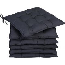Detex Set 6 coussins de chaise 43x39x5cm Visco Effect Indoor Outdoor Anthracite