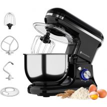 KitchenBrothers Robot de cuisine - Robot de cuisine - 5L - Mixeur de cuisine - 1200W - Noir