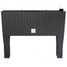 Jardinière Deuba aspect polyrattan anthracite 60x25x46cm