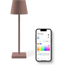FlinQ Smart Table Lamp Nova - Rechargeable et avec Touch Control - Pour la chambre à coucher et le salon - Lampe sans fil aussi comme lampe de sol - Dimmable et idéale pour la table de nuit - Industriel - Bronze