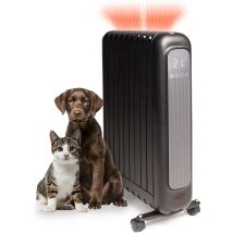 QLT Electric Heater with App Control, Thermostat and Timer - Convector heater - Oil-free Radiator with Wheels and Wall Option - Up to 20m² - Black