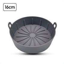 Bodo® Airfryer Accessories - Airfryer Tray Silicone - Airfryer Basket - Reusable Collection Tray - 16 cm - Baking mold - Grey - Frying - Frying paper - Hot air fryer - Alternative Disposable Pans