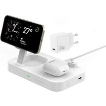 Station de charge - 4smart - Induction 2 en 1 + USB-C + 30W chargeur mural blanc/blanc
