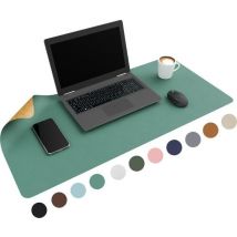 WURK Sous-main double face cuir synthétique et liège - Organiseur de bureau - Tapis de souris - liège turquoise - 90x45