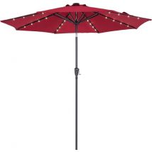 Kingsleeve Parasol - éclairage LED 300 cm Solaire - Rouge