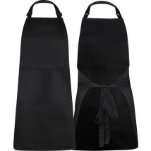 Tablier de cuisine - Résistant à l'eau et à la saleté - Tablier de cuisine professionnel - Tablier pour femmes et hommes - Tablier de traiteur - Unisexe - Boucle réglable - Compartiments extra-larges - Noir