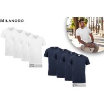 Milanoro - Lot de 4 T-shirts extra longs en coton - Marine - Col rond - 3XL