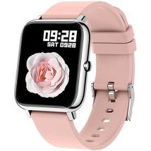 MAOO AMPLIFY Smartwatch - Protection d'écran incluse - Fréquence cardiaque, pression artérielle, saturation sanguine, sommeil, distance - Podomètre - Smartwatch femmes - Montre - Cadeau de Noël - Rose