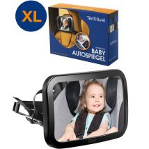 TenTravel Miroir de voiture réglable pour bébé - Miroir de recul - Miroir de voiture - Rotation à 360 degrés - 25,5 x 17,5 CM